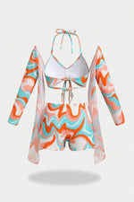 Mesh Three-Piece Swimwear Set — back view