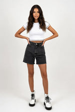 High Waist Denim Shorts — Dark Grey