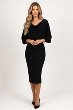Batwing Knit Dress — Black