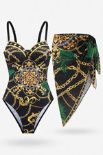 Printed Swimsuit Set — Black
