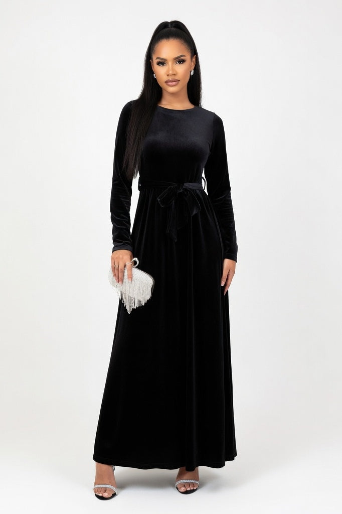 Velvet Maxi Dress — Black