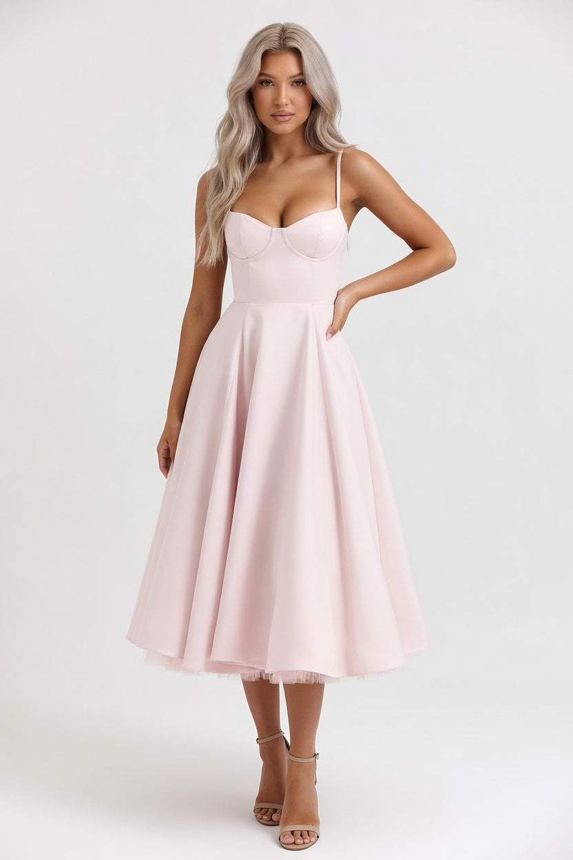 Mesh Double Layer Halter Dress — Pink