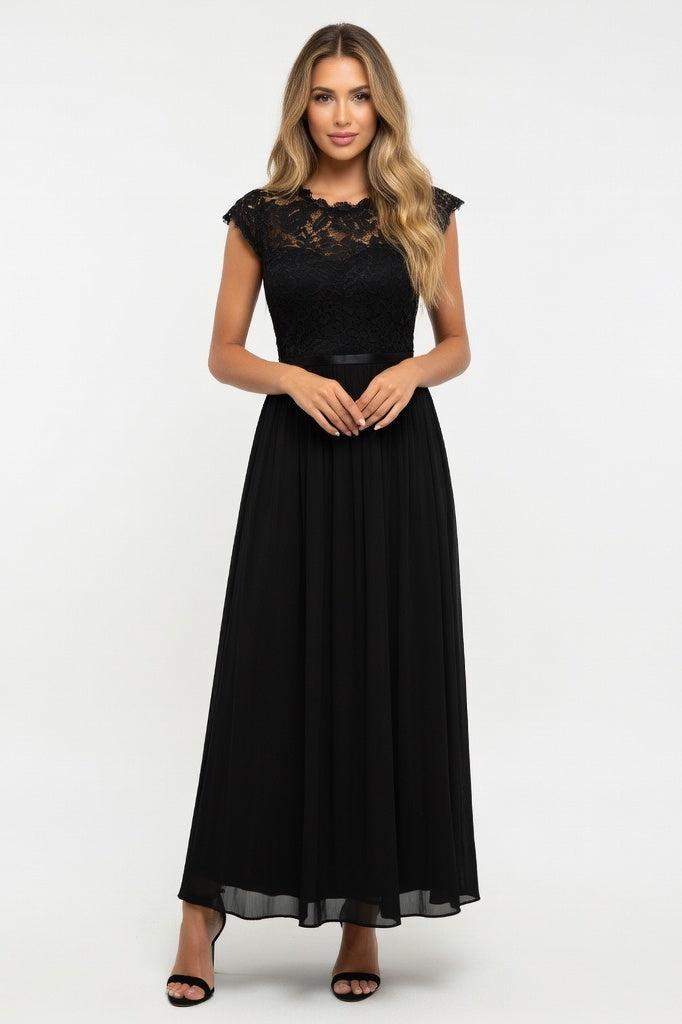 Chiffon Wrap Dress — Black