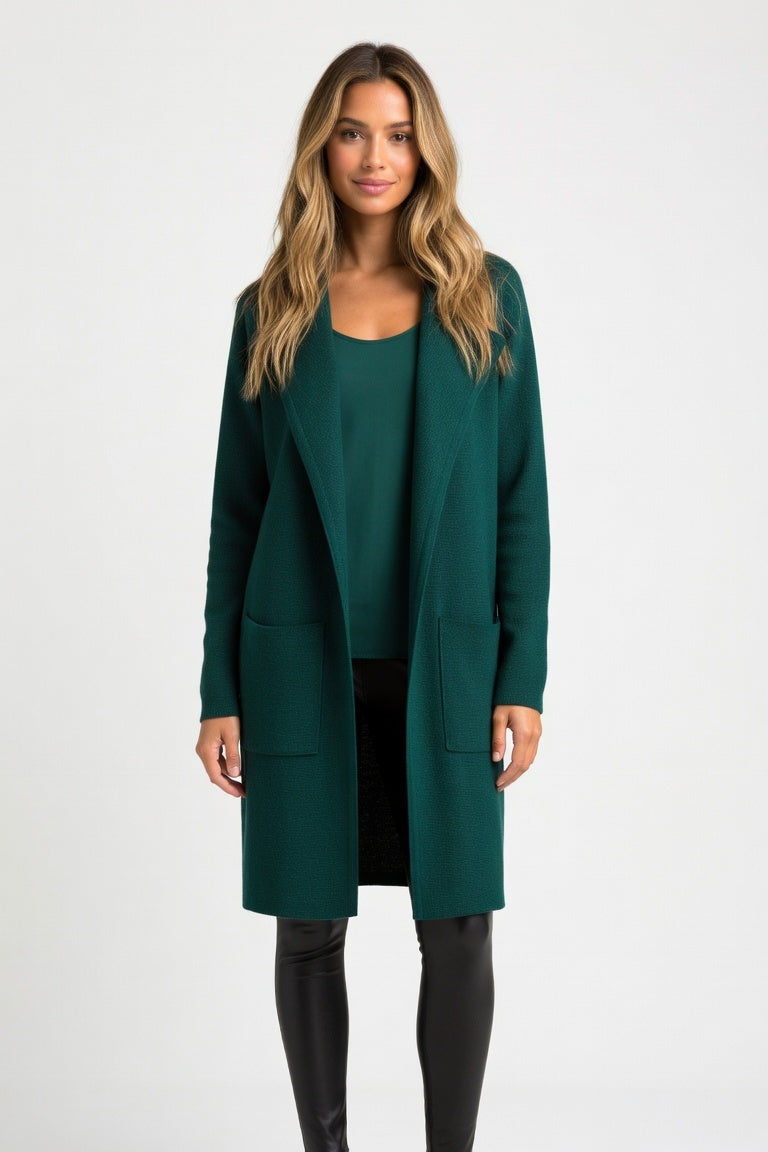 Tailored Wool-Blend Coat — Green