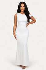 Off Shoulder Pleated Mini Dress — White