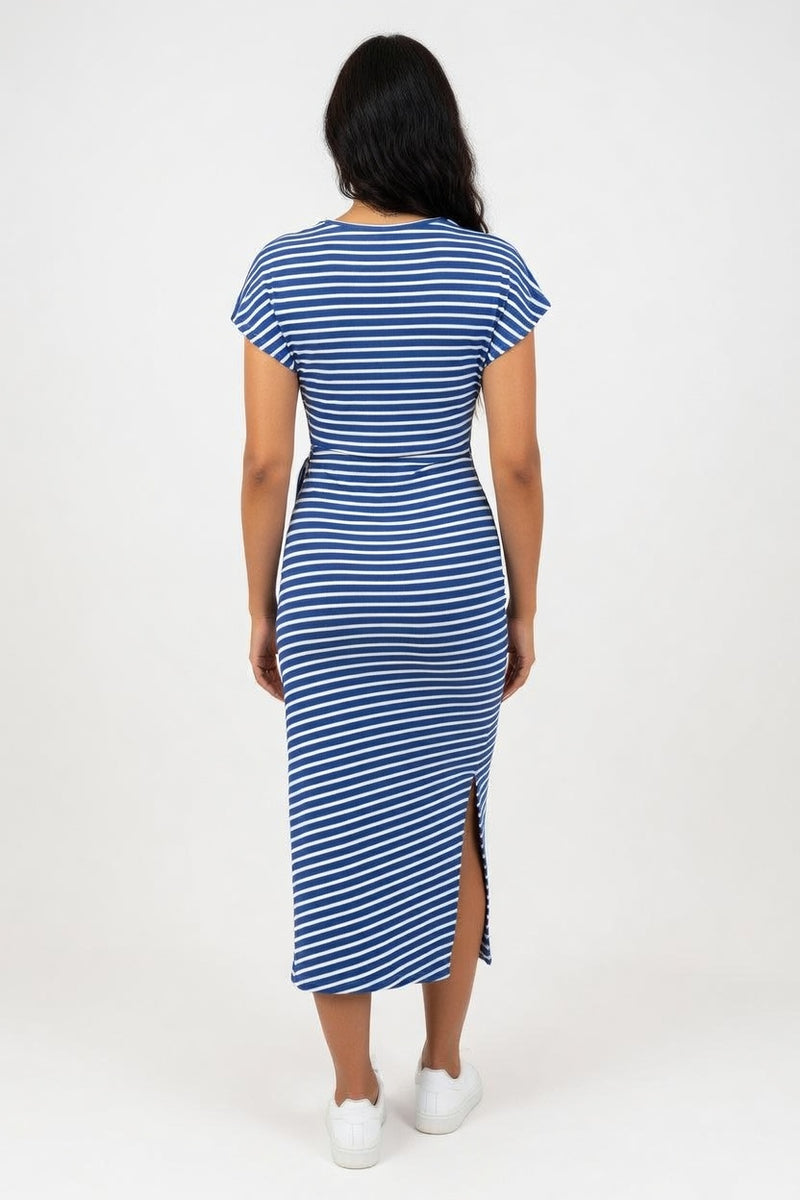 Striped Long Sleeve Dress — back view