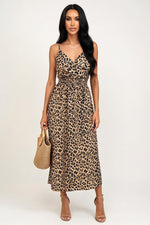 Leopard Print Halter Dress — Yellow