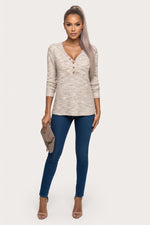 V-Neck Long Sleeve Pullover — front view