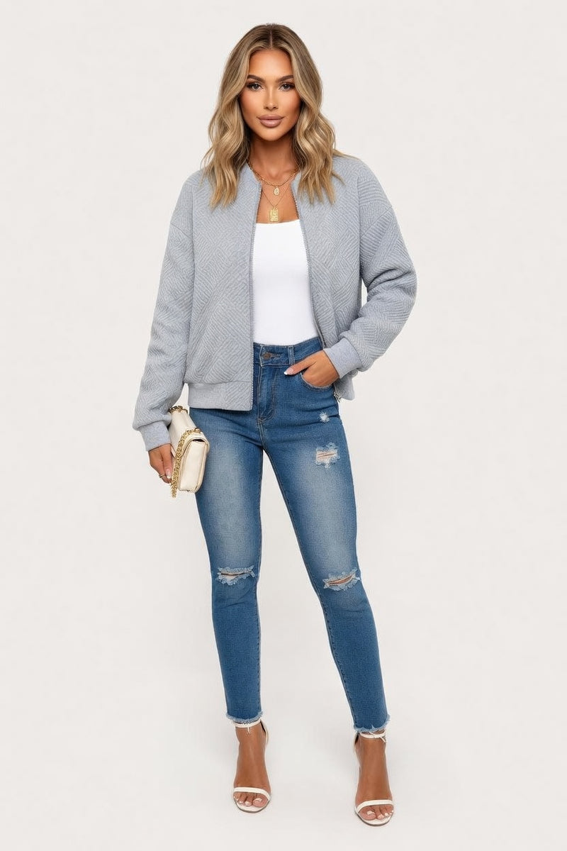 Plaid Zipper Jacket — front view