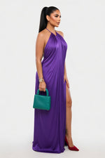 Halter Cut-Out Slit Dress — side view