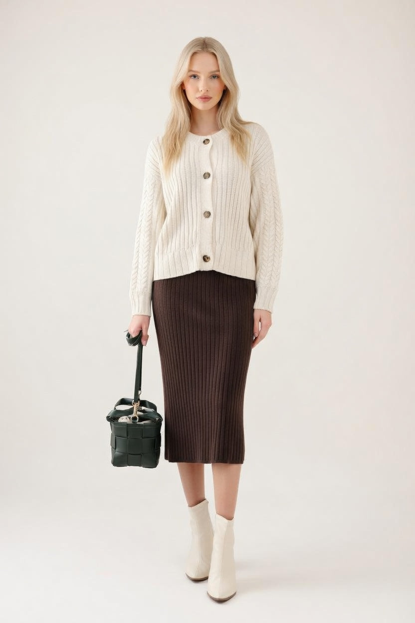 Slit Knit Skirt — front view