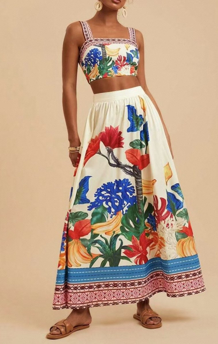 Printed Halter Co-Ord Set — White — colour variant