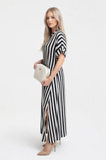 Side Split Striped Cardigan Dress — side view