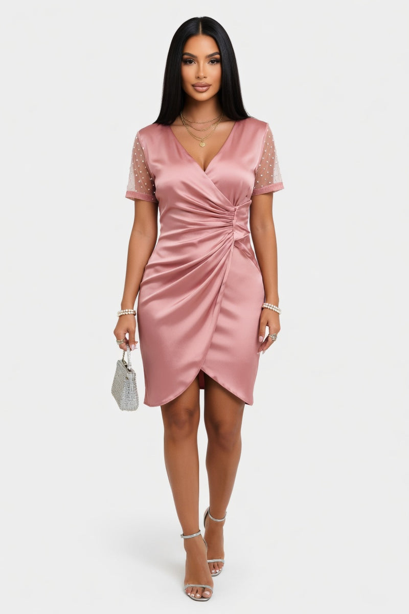 Velvet Flocked Mini Dress — front view