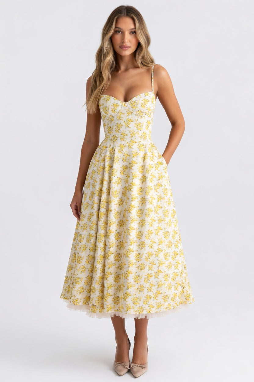 Mesh Double Layer Halter Dress — Off White