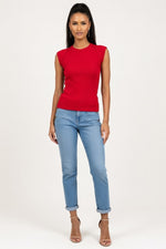 Ribbed Knit Tank Top — Burgundy