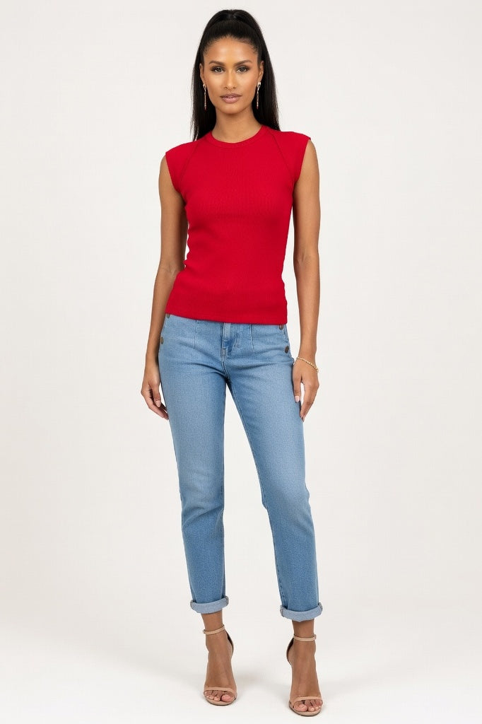 Ribbed Knit Tank Top — Burgundy