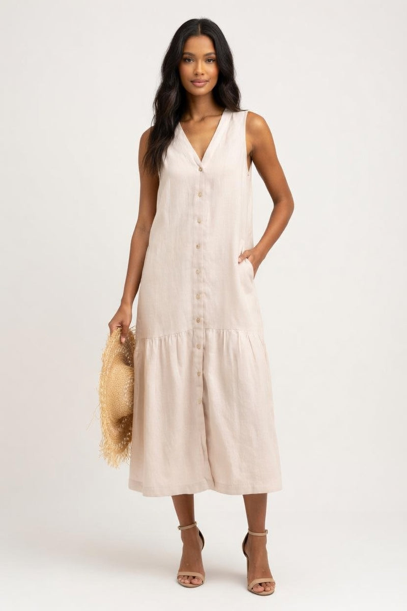 Cotton Halter Maxi Dress — front view