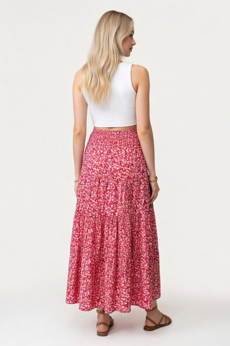 Floral A-Line Midi Skirt — back view