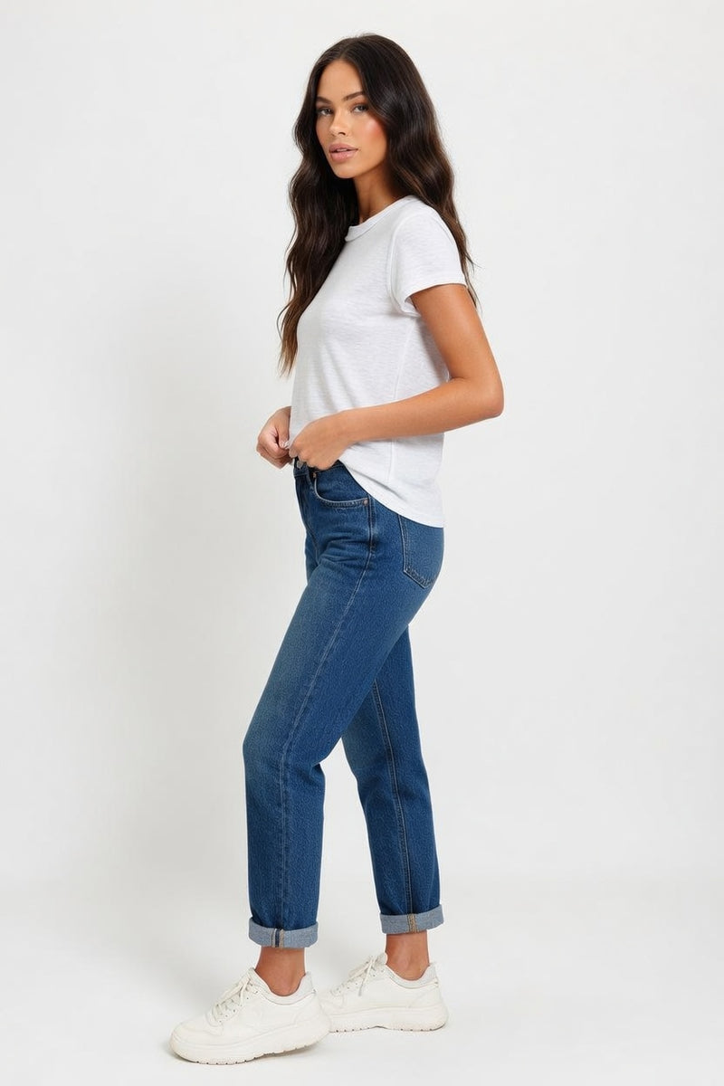 Slub Cotton Crew Neck Tee — side view