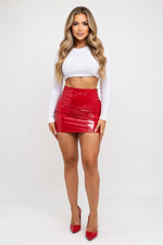 Leather-Look Mini Skirt — Pink