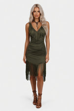 Tassel Hem Western Dress — front view
