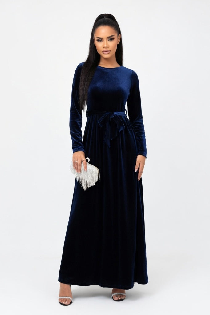 Velvet Maxi Dress — Blue