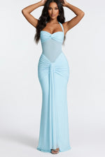 Halter Neck Maxi Dress — Light Blue