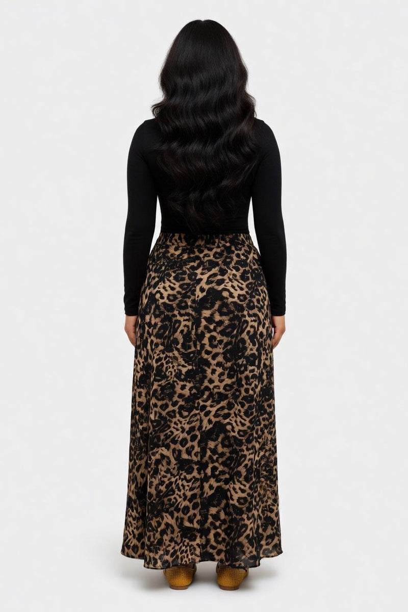 Printed Slit Midi Skirt — back view