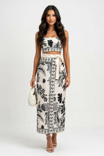 High Waist Printed Skirt — Apricot