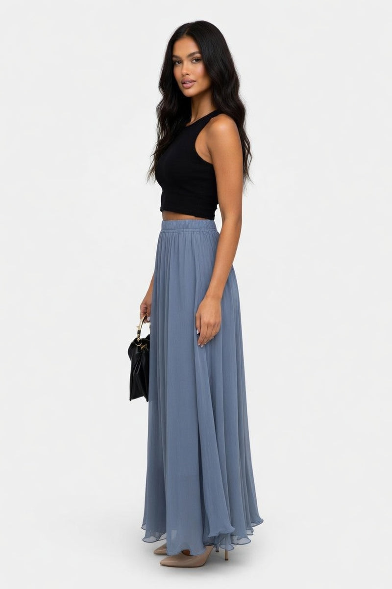 Chiffon High-Waist Maxi Skirt — side view