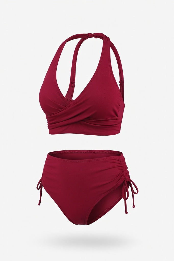 Multi-Color Twist Bikini Set — Burgundy