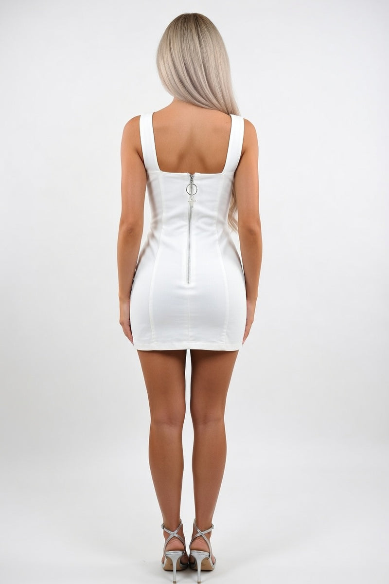 Ring-Pull Zip Bodycon Dress — back view