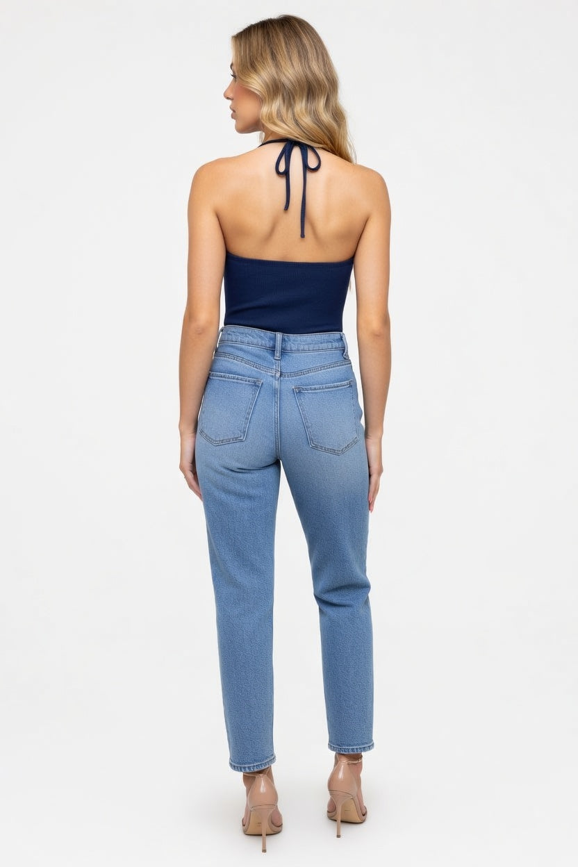 Halter Neck Viscose Top — back view