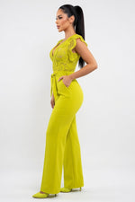Lace Splice Sleeveless Jumpsuit — side view