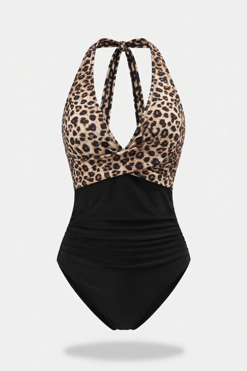 Cross Back Colour Block Swimsuit — front view