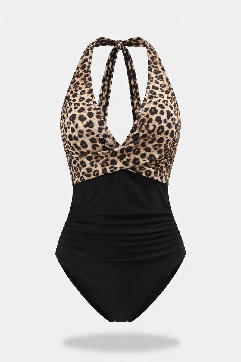 Cross Back Colour Block Swimsuit — front view