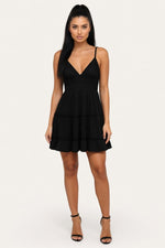 Lace Splice Suspender Dress — Black