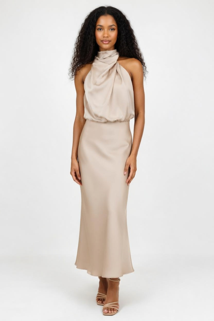 Satin Slip Dress — Crimson