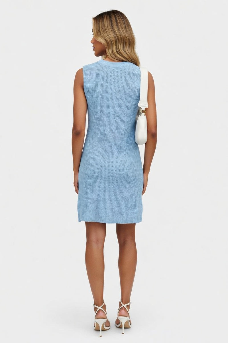 Knitted Round Neck Dress — back view