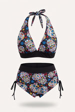 Skull Print Boxer Swimsuit — Floral Skull