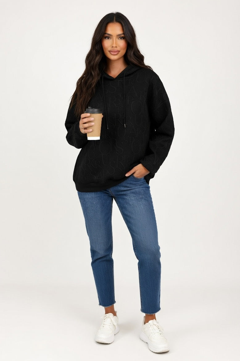 Hooded Cotton Sweatshirt — Black