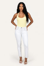 Halter Neck Viscose Top — Light Yellow