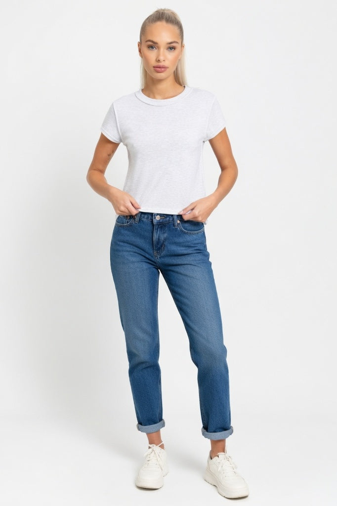 Slub Cotton Crew Neck Tee — White