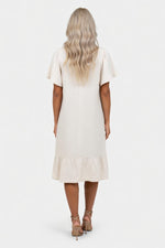 Double Layer Cotton Linen Dress — back view
