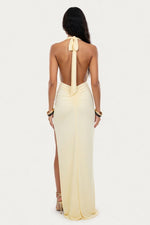 Deep V Halter Maxi Dress — back view