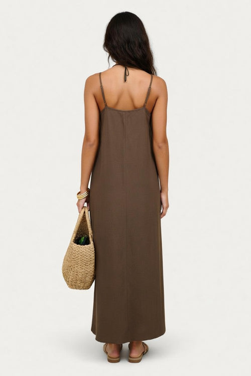 Backless Halter Maxi Dress — back view
