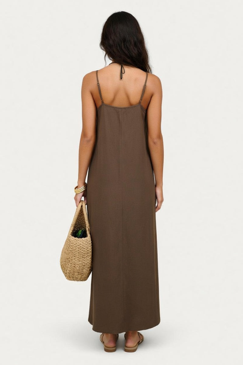 Backless Halter Maxi Dress — back view