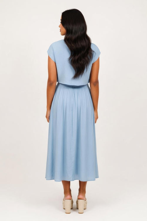 Crop Top & Pleated Midi Skirt Co-ord — back view