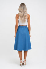 Denim A-Line Midi Skirt — back view